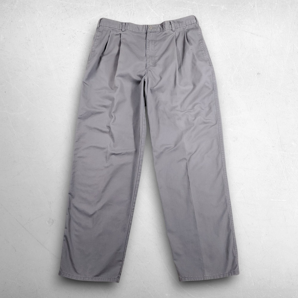 VTG 90s Dockers Pleated Chino Pants Men 36x32 Gray 90s Dadcore Workwear Preppy